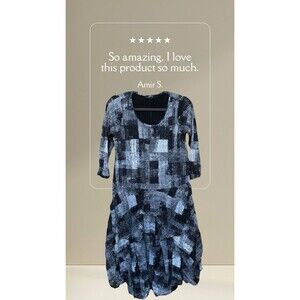 Comfy USA Crinkle Mesh Knit Dress Tiered Lagenlook Size M